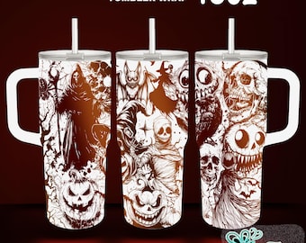 Halloween Tumbler Laser File SVG: 40 oz Full Wrap Design (Digital Download)