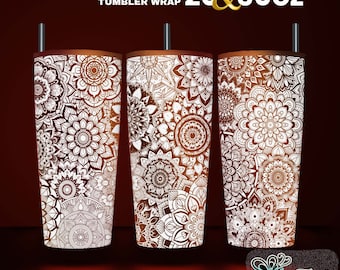 Mandala Tumbler Laser SVG File: Seamless Full Wrap Design (20oz & 30oz)