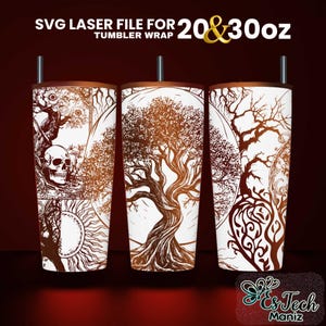 Tree Of Life V2 Laser Engraved Full Wrap Design For 20 and 30 Tumbler, Tree Tumbler Laser File SVG, SVG For Laser Rotary, Seamless Design