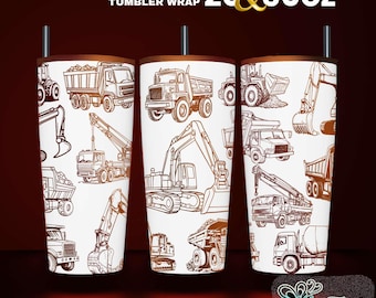 Excavator Tumbler Wrap Design: Laser Engraved SVG File (20 & 30 oz)