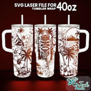 Hawaiian Tumbler Laser File SVG: 40 oz Full Wrap Design (Digital Download)
