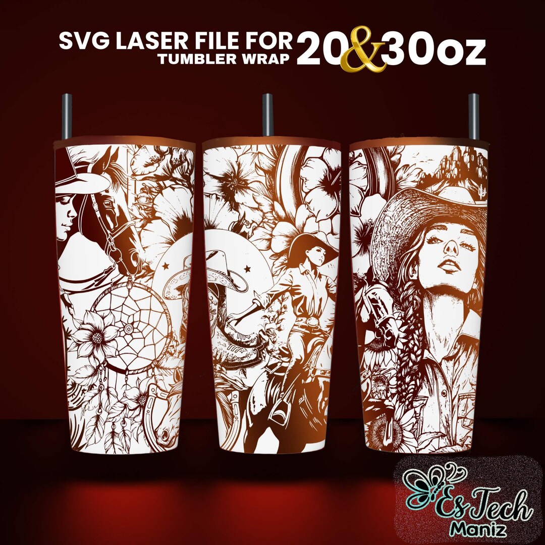 Cowgirl Tumbler Laser Design: Western Full Wrap SVG (20 & 30 Oz) - Etsy