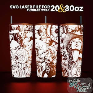 Cowgirl Laser Engraved Full Wrap Design For 20 and 30 Tumbler, Western Tumbler Laser File SVG, SVG For Laser Rotary, Seamless Design