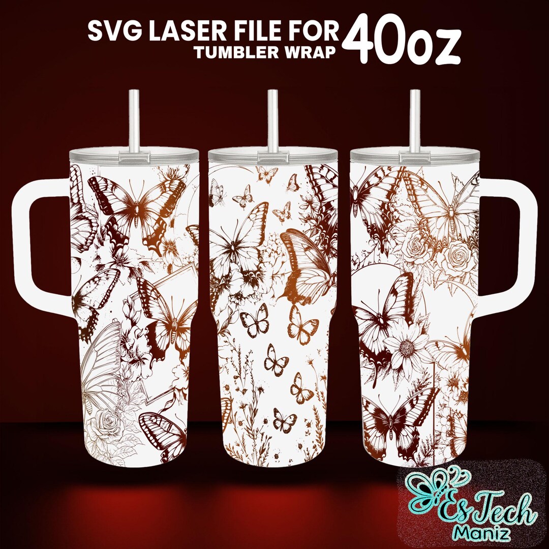 Butterfly Laser Engraved 40oz Tumbler Wrap Design (SVG File) - Etsy