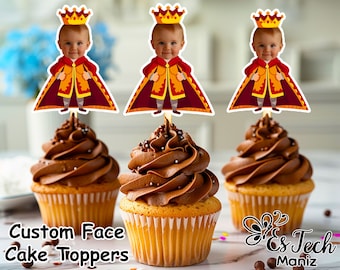 King Face Cupcake Toppers: Personalized Birthday Decor (Digital Download)