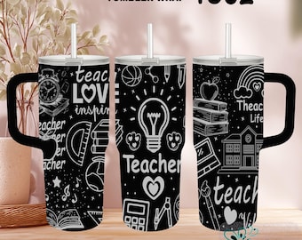Teacher Tumbler Laser File SVG: 40oz Full Wrap Design (Digital Download)
