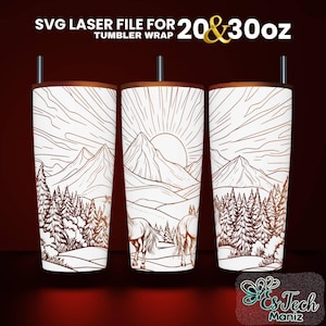 Mountain Tumbler Wrap SVG: Laser Engraved Design (20 & 30 oz)