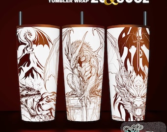 Dragon Tumbler Laser Engraved Full Wrap Design: 20oz & 30oz SVG File