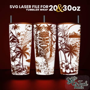 Hawaiian Tumbler Laser Engraved Wrap Design: 20oz 30oz SVG File (Digital Download)