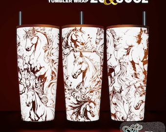Horse Tumbler Laser Engraved Full Wrap Design SVG File (20oz and 30oz) (Digital Download)