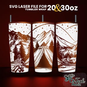 Camping Tumbler Laser Engraved Wrap Design: 20oz 30oz SVG File