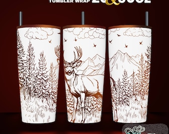 Deer Laser Engraved Tumbler Wrap Design: Seamless SVG File