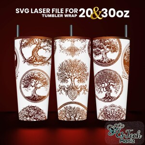 Tree Of Life Laser Engraved Tumbler Wrap: Seamless SVG File