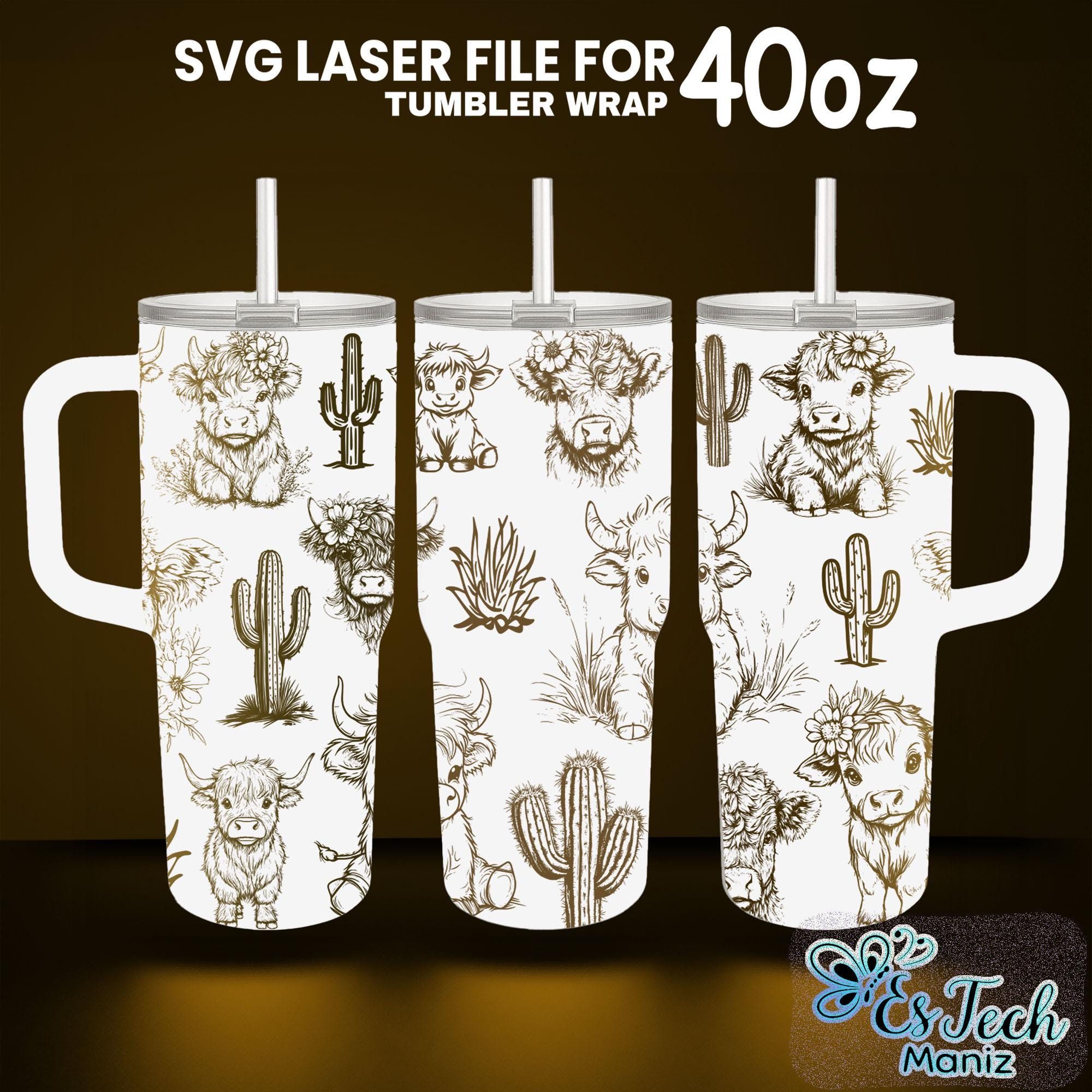 Highland Cow Tumbler Laser File: 40 Oz Full Wrap SVG (digital Download ...