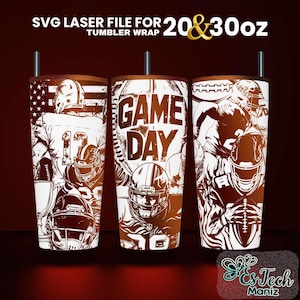 American Football Tumbler Laser Design: Full Wrap SVG File (20 & 30 Oz)