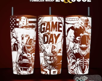 Diseño láser para vaso de fútbol americano: archivo SVG envolvente (20 y 30 oz)