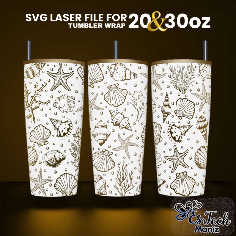 Sea Shell Tumbler Laser SVG: Full Wrap Design (20 & 30 Oz) - Etsy