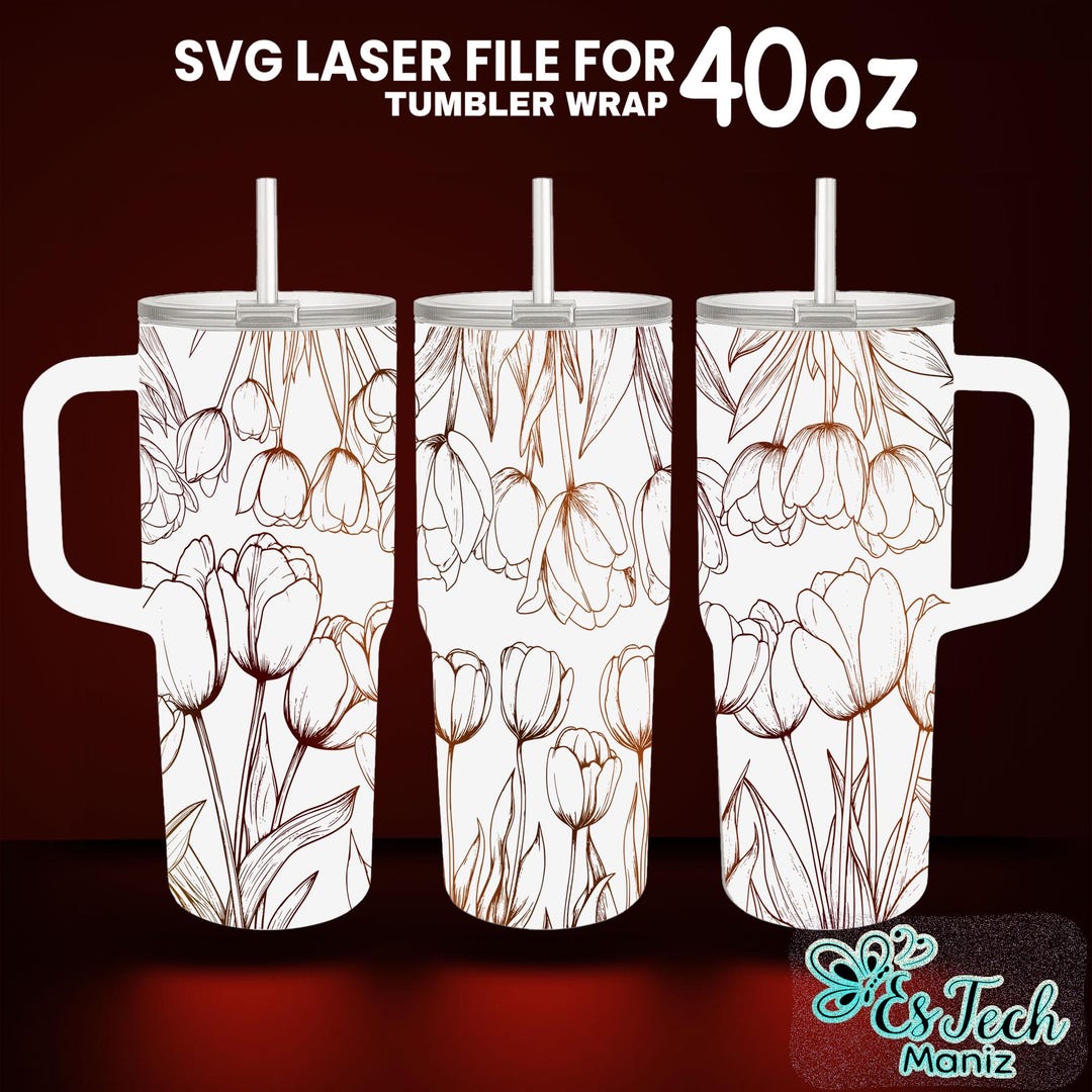 Tulip Tumbler Laser Engraved SVG File: 40 Oz Full Wrap Design (digital ...