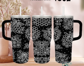 Honey Bee 40oz Tumbler Laser Engraved SVG File: Seamless Wrap Design (Digital Download