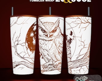 Owl Laser Engraved Tumbler Wrap Design: Seamless SVG File (20oz & 30oz)