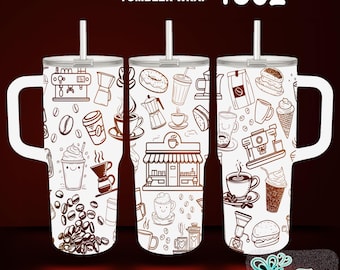 Coffee 40oz Tumbler Laser Engraved Full Wrap Design SVG (Digital Download)