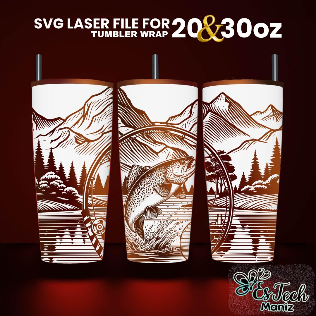 Fishing Tumbler Laser Engraved Wrap Design: Seamless SVG File (20 & 30 ...