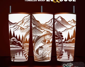 Fishing Tumbler Laser Engraved Wrap Design: Seamless SVG File (20 & 30 oz)