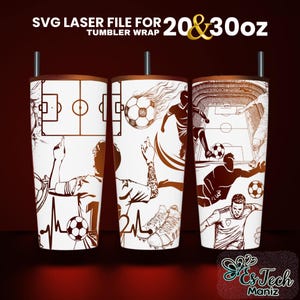 Football Soccer Tumbler Laser Engraved Wrap Design SVG (20oz & 30oz)