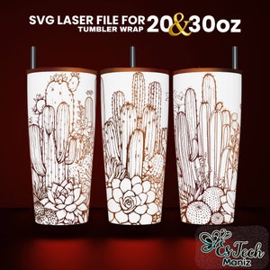 Cactus Succulent Tumbler Laser Engraved Wrap Design: 20oz 30oz SVG (Digital Download)