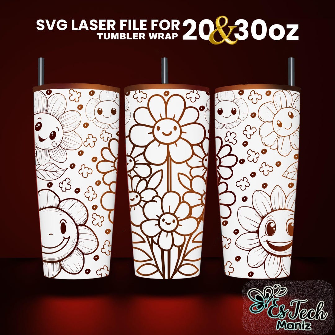 Cute Flower Laser Engraved Full Wrap Design for 20 and 30 Tumbler ...