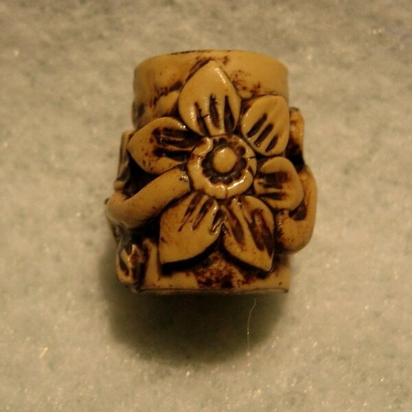 Dread Bead Faux Bone Flower  You Choose Hole Size