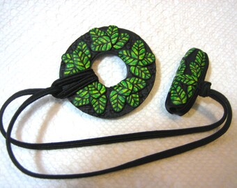 Dreadlocks Hair tie or Ponytail Holder for Dreads or Thick Hair or Sisterlocks Green Leaves