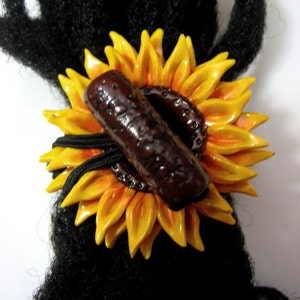 Sunflower Hair tie or Ponytail Holder for Dreads Dreadlocks or Thick Hair or Sisterlocks