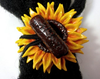 Sunflower Hair tie or Ponytail Holder for Dreads Dreadlocks or Thick Hair or Sisterlocks