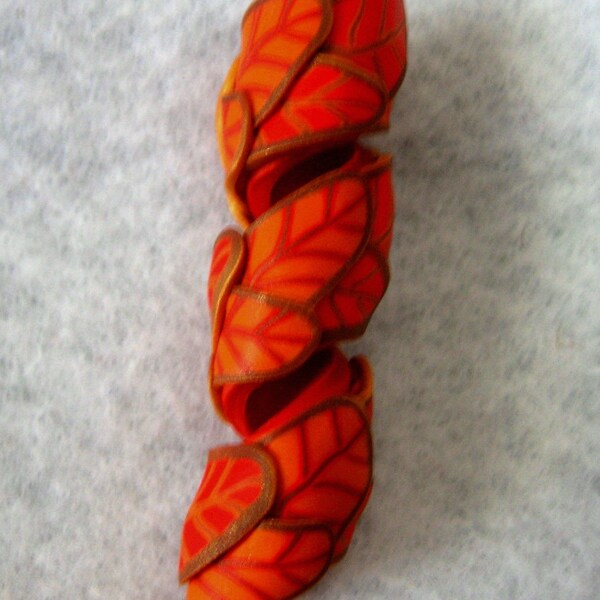 Dread Bead Red and Orange Leaf Coil You Choose Hole Size