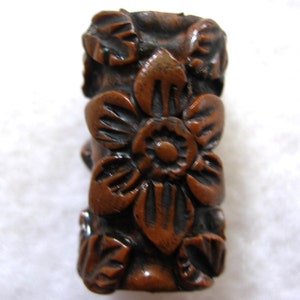 Dread Bead Wood Look Flowers and Leaves   You Choose Hole Size