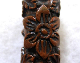 Dread Bead Wood Look Flowers and Leaves   You Choose Hole Size