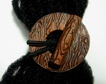 Dreadlocks Hair tie or Ponytail Holder for Dreads or Thick Hair or Sisterlocks Faux Wood Medallion