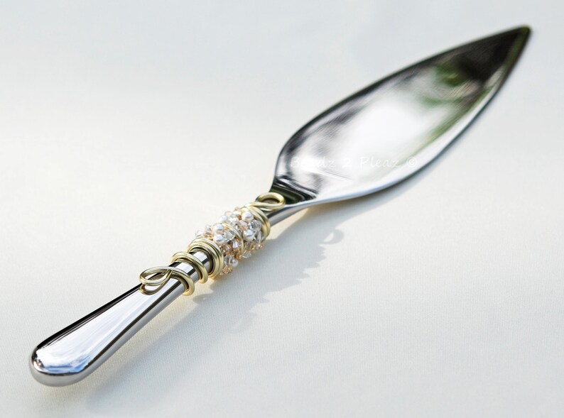 Unique wedding cake cutter and server in one / Swarovski Etsy