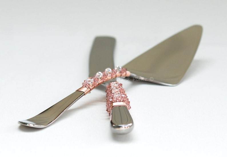 Swarovski crystal wedding cake server & knife set beaded rose Etsy