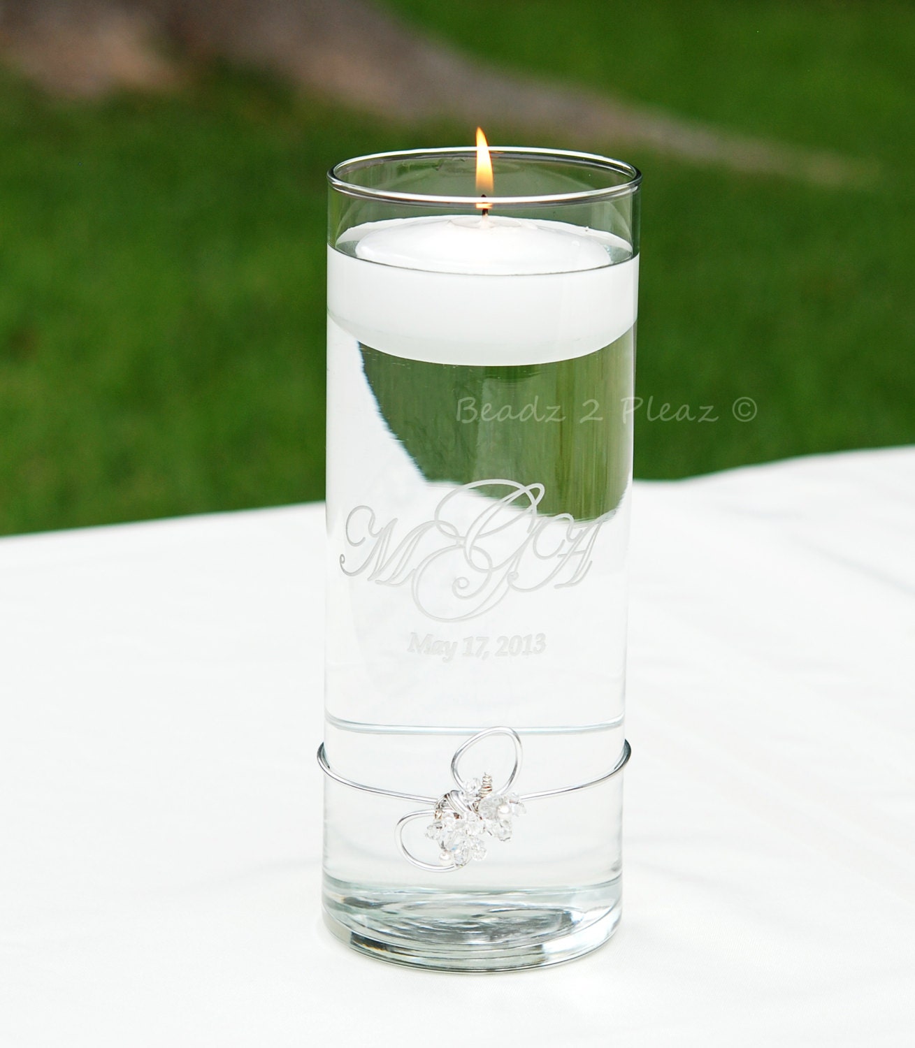 Engraved Glass Unity Candle Holder And Swarovski Crystal Etsy