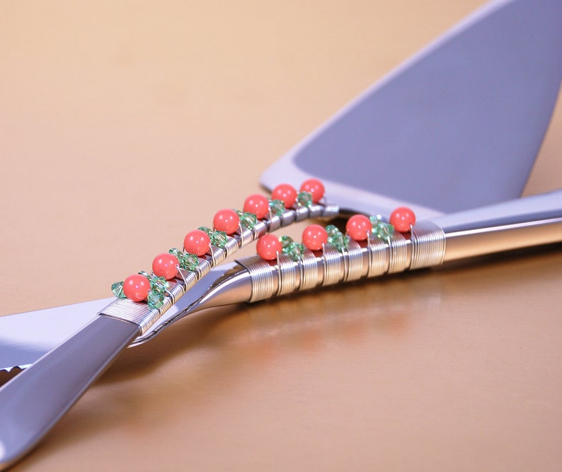 UNIQUE Wedding Cake Server and Knife Serving Set Hand Beaded Etsy