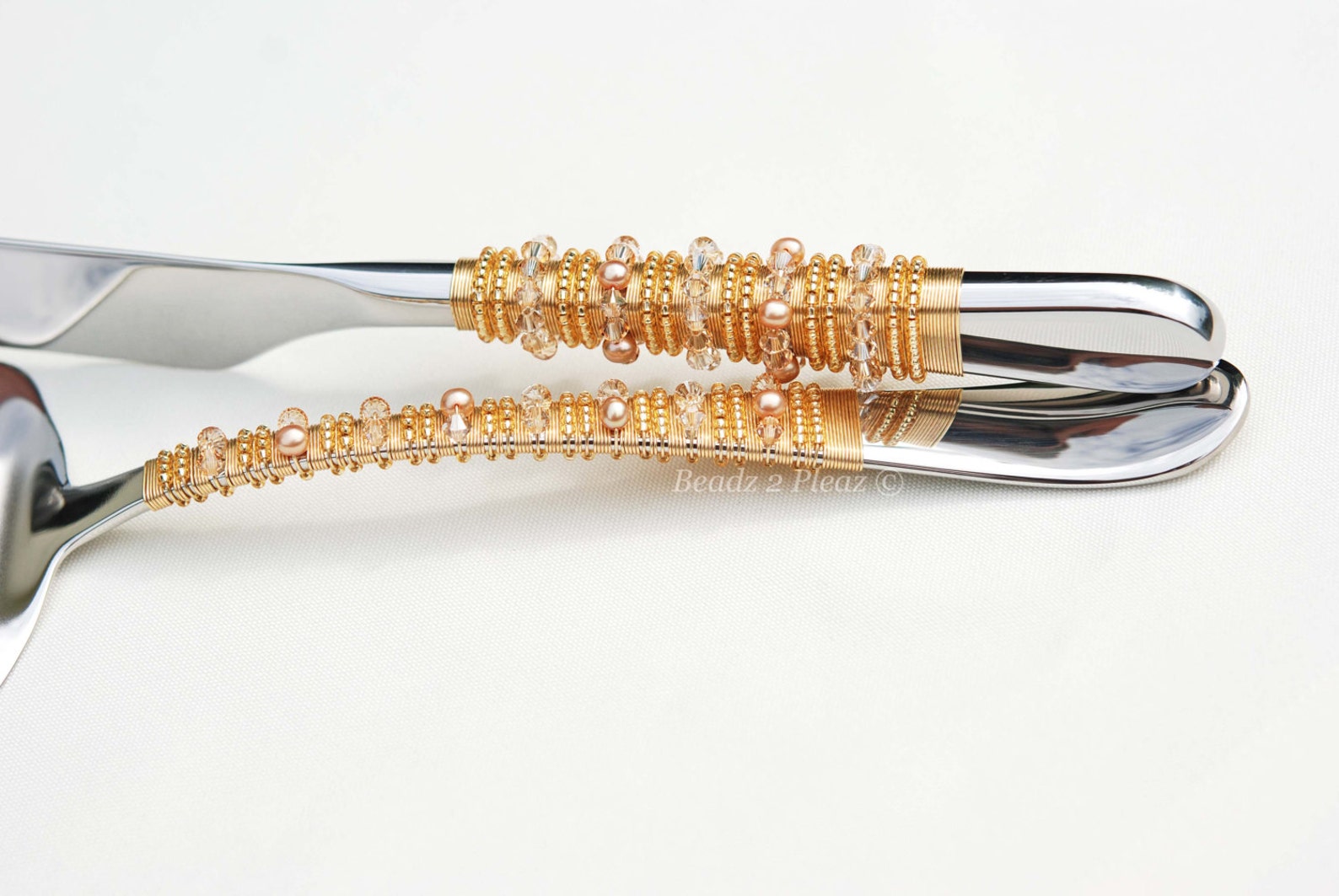 Gold Cake Serving Set Cake Cutting Set Swarovski Crystals Etsy