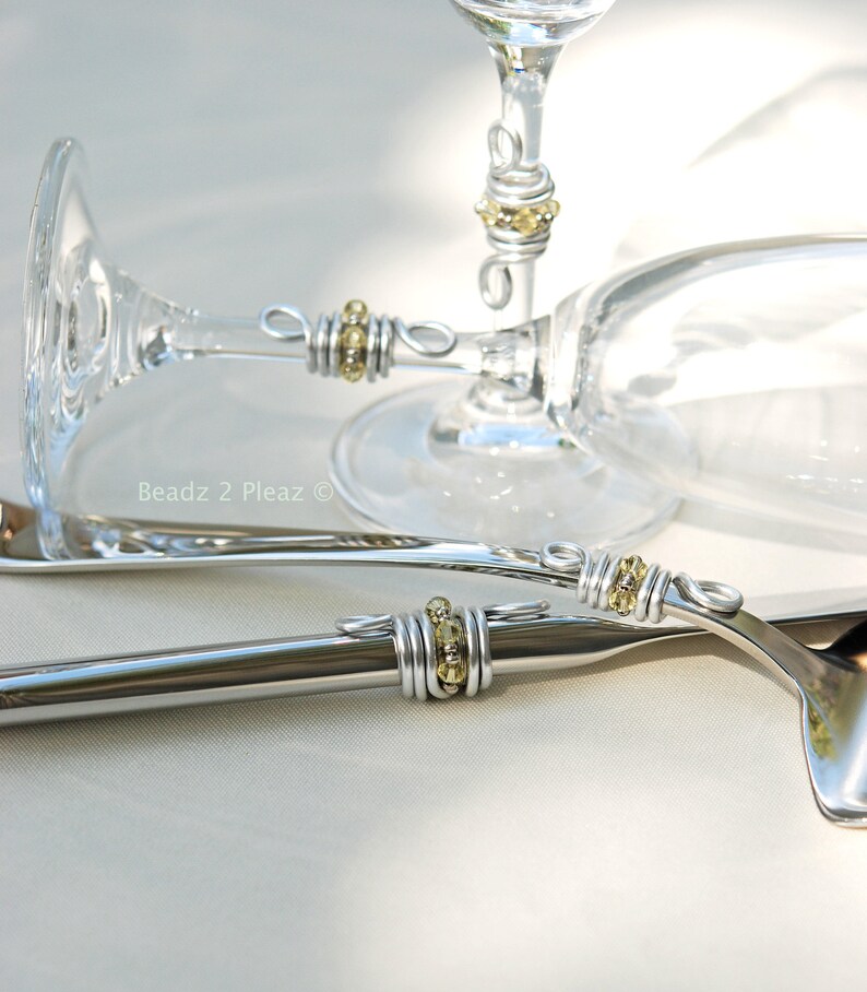 Wedding Cake Cutting Set Champagne Flutes Pale Yellow Etsy