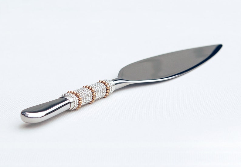 Unique cake server & cake knife in one gold Swarovski pearl Etsy