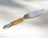 Cake server and cake knife cutter in one, colorful beaded serving piece, fiesta celebration of color, bright beaded cake knife, unique gift