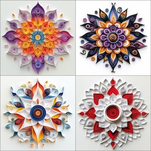 Mandala Clipart Paper Quilling Art per il tuo progetto digitale Composto da 64 immagini Download immediato