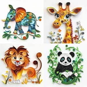 Animals Images Clipart paper quilling art of 20 pictures instant download