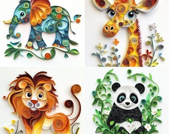 Animals Images Clipart paper quilling art of 20 pictures instant download