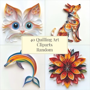 40 images clipart style art Quilling au hasard 300 dpi téléchargement immédiat